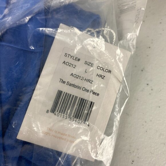 Andie The Santorini One Piece Swimsuit Blue Womens Large Cutout Keyhole - Picture 4 of 5